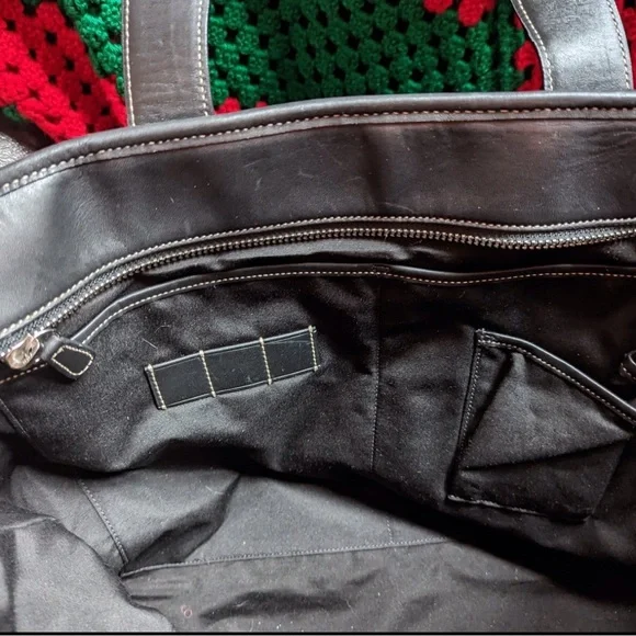 Coach Black Leather Laptop Briefcase with Design and Silver Accents - Picture 5 of 7